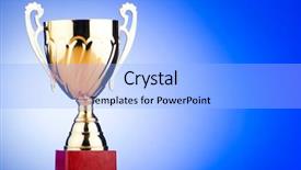  Presentation with gold trophy - Theme with golden cup against the background background and a light blue colored foreground