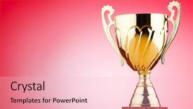  Presentation with champion golden trophy cup - Beautiful slides featuring golden cup against the background backdrop and a lemonade colored foreground