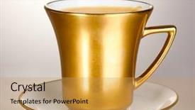  Presentation with white gold - Slide set featuring golden cup of coffee isolated background and a yellow colored foreground