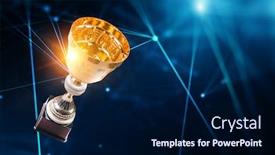  Presentation with golden - Cool new presentation theme with golden-cup-on-dark-mixed backdrop and a navy blue colored foreground