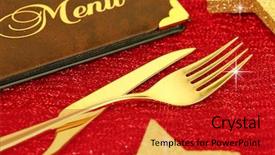 Presentation with new years - Presentation enhanced with golden cutlery and restaurant menu background and a crimson colored foreground