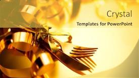  Presentation with christmas border design - Presentation theme enhanced with golden-cutlery-luxury-christmas-table background and a yellow colored foreground