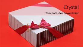  Presentation with square - Beautiful PPT theme featuring golden decade - square box of chocolate backdrop and a red colored foreground