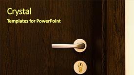  Presentation with brown and gold - PPT theme featuring golden door handle on brown background and a  colored foreground