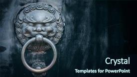  Presentation with antique - Presentation theme having golden dragon - antique oriental door knocker background and a navy blue colored foreground