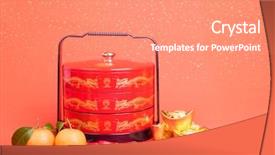  Presentation with prosperity - PPT layouts with golden dragon - chinese gift box with gold background and a coral colored foreground