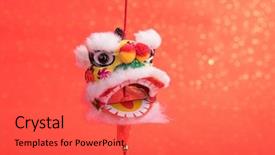  Presentation with traditional dancing - Slides enhanced with golden dragon - chinese traditional dancing lion word background and a red colored foreground