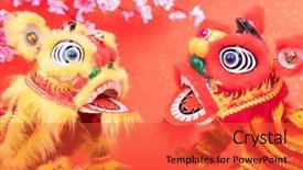  Presentation with traditional dancing - Colorful theme enhanced with golden dragon - chinese traditional dancing lion backdrop and a red colored foreground