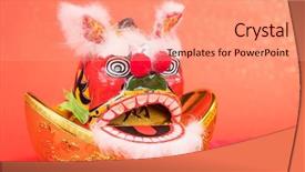  Presentation with traditional dancing - Amazing theme having golden dragon - chinese traditional dancing lion backdrop and a coral colored foreground