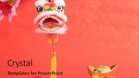  Presentation with traditional dancing - Amazing theme having golden dragon - chinese traditional dancing lion backdrop and a red colored foreground