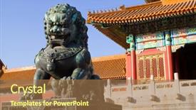 Presentation with forbidden city - Presentation having golden dragon - statue of bronze chinese lion background and a coral colored foreground