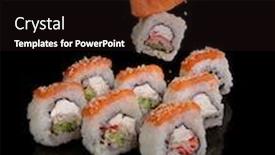  Presentation with cucumber cream - Presentation design enhanced with golden-dragon-sushi-roll background and a wine colored foreground