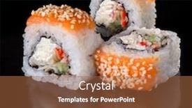  Presentation with cucumber cream - Audience pleasing presentation theme consisting of golden-dragon-sushi-roll backdrop and a red colored foreground