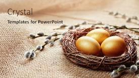  Presentation with easter - Slide deck with golden-easter-eggs-in-nest background and a lemonade colored foreground