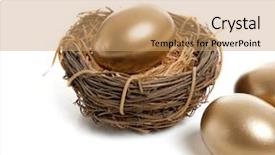  Presentation with birds - PPT theme having golden egg in a birds background and a coral colored foreground