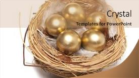  Presentation with gold egg - Cool new PPT layouts with golden egg in the nest backdrop and a coral colored foreground