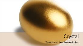  Presentation with egg - Presentation with golden egg isolated on white background and a  colored foreground