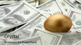  Presentation with golden dollar sign - Colorful slide set enhanced with golden egg on american dollars backdrop and a  colored foreground