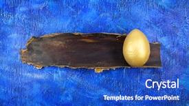  Presentation with golden - Amazing PPT theme having golden egg on blue background backdrop and a cobalt blue colored foreground