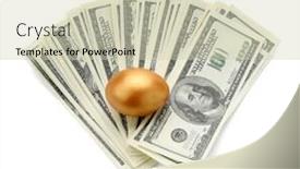  Presentation with egg - Cool new PPT layouts with golden egg on dollars isolated on white background backdrop and a soft green colored foreground