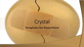  Presentation with cracked - PPT layouts enhanced with golden egg with adhesive band background and a yellow colored foreground