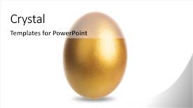  Presentation with egg - Colorful slide deck enhanced with golden egg with clipping path backdrop and a white colored foreground
