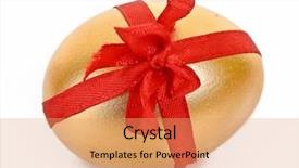  Presentation with red stripe - Presentation enhanced with golden egg with red stripe background and a coral colored foreground