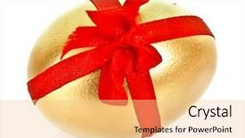  Presentation with red stripe - Theme featuring golden egg with red stripe background and a lemonade colored foreground