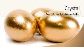  Presentation with investment money - Cool new slide deck with golden eggs a symbol backdrop and a  colored foreground