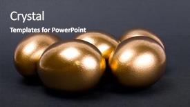  Presentation with gold investment - Cool new PPT theme with golden eggs a symbol backdrop and a dark gray colored foreground