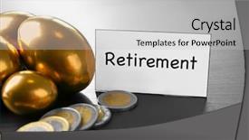  Presentation with retirement planning - Slide set featuring golden eggs coins and sign background and a light gray colored foreground