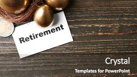  Presentation with retirement planning - Presentation design with golden eggs coins and sign background and a tawny brown colored foreground