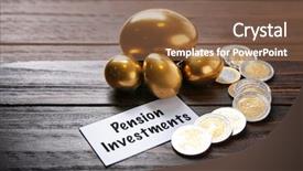  Presentation with pension - Amazing PPT theme having golden eggs coins and sign backdrop and a tawny brown colored foreground