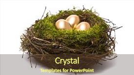  Presentation with eggs egg carton egg box - Theme featuring golden eggs in a nest background and a tawny brown colored foreground