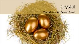  Presentation with gold food white - Colorful PPT theme enhanced with golden eggs in nest isolated backdrop and a yellow colored foreground