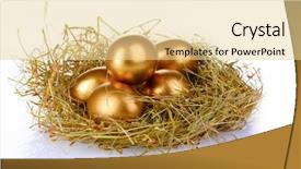  Presentation with egg - Audience pleasing slides consisting of golden eggs in nest isolated backdrop and a blonde colored foreground