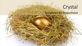 Presentation with white gold award - Presentation theme enhanced with golden eggs in nest isolated background and a yellow colored foreground