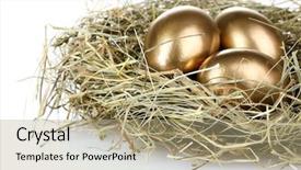  Presentation with golden - PPT layouts featuring golden eggs in nest isolated background and a coral colored foreground