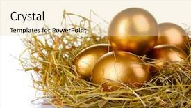  Presentation with egg - Colorful slides enhanced with golden eggs in nest isolated backdrop and a lemonade colored foreground