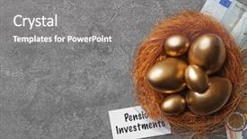  Presentation with investments - Audience pleasing slide set consisting of golden eggs in nest money backdrop and a  colored foreground