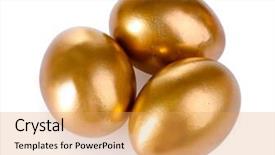  Presentation with white gold wedding - Presentation theme featuring golden eggs isolated on white background and a yellow colored foreground