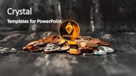  Presentation with cryptocurrency - Slide set with golden ethereum and mound background and a  colored foreground