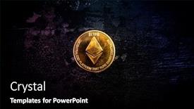  Presentation with cryptocurrency - PPT theme with golden ethereum and mound of money digital cryptocurrency concept background and a black colored foreground