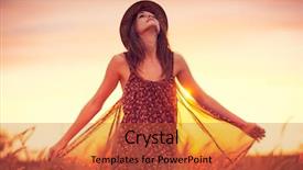  Presentation with golden woman - Slide set having golden field at sunset background and a red colored foreground