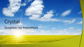  Presentation with rapeseed - Slide set enhanced with golden field of flowering rapeseed background and a light blue colored foreground