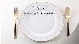  Presentation with spoon - Audience pleasing presentation theme consisting of golden fork and spoon backdrop and a white colored foreground