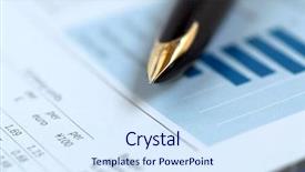  Presentation with fountain pen - Amazing PPT theme having golden fountain pen on financial backdrop and a sky blue colored foreground