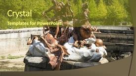  Presentation with golden palace - PPT theme with golden fountains in segovia palace in spain bronze figures of mythological gods and classic background and a tawny brown colored foreground