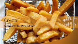  Presentation with french fries - PPT theme enhanced with golden-french-fries-potatoes-ready background and a gold colored foreground