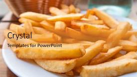  Presentation with french fries - Audience pleasing slides consisting of golden french fries potatoes ready backdrop and a gold colored foreground